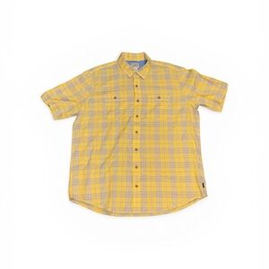 Men’s L.L. Bean Yellow Plaid Short-Sleeve Button-Down Shirt Large-Tall